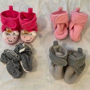 Baby Girl Booties - 4 Pair (0-6 Months, 6-12 Months)